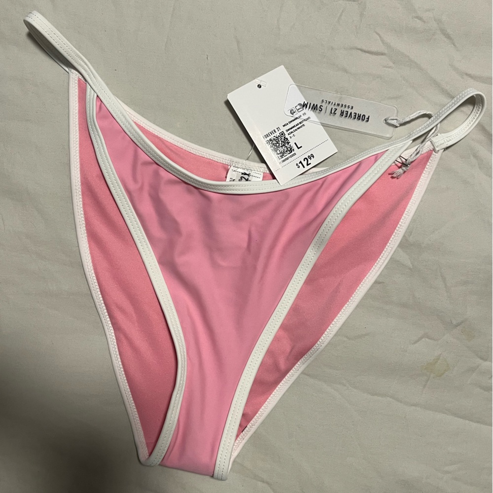 Forever 21 Pink and White Bikini Bottom